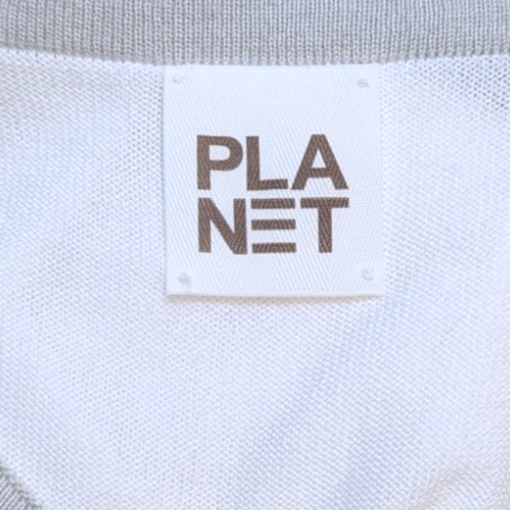 PLANET Boat Neck Bat Wing Monochrome Striped Pima Cotton Lightweight Sweater (M) - Picture 3 of 4